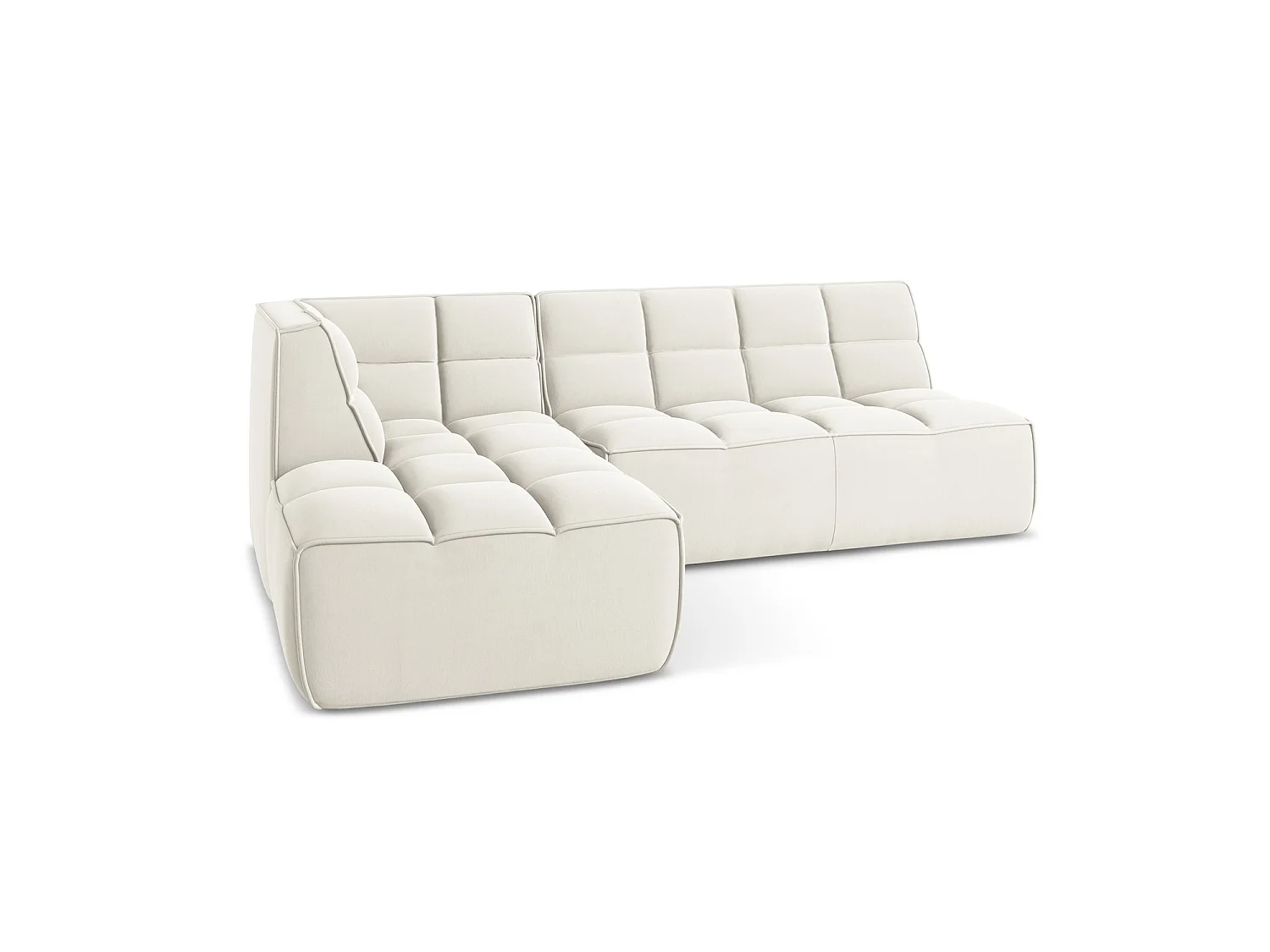 4-Sitzer Modulares Ecksofa - Ecke Rechts - Samt - Hell beige - BELLUNO
