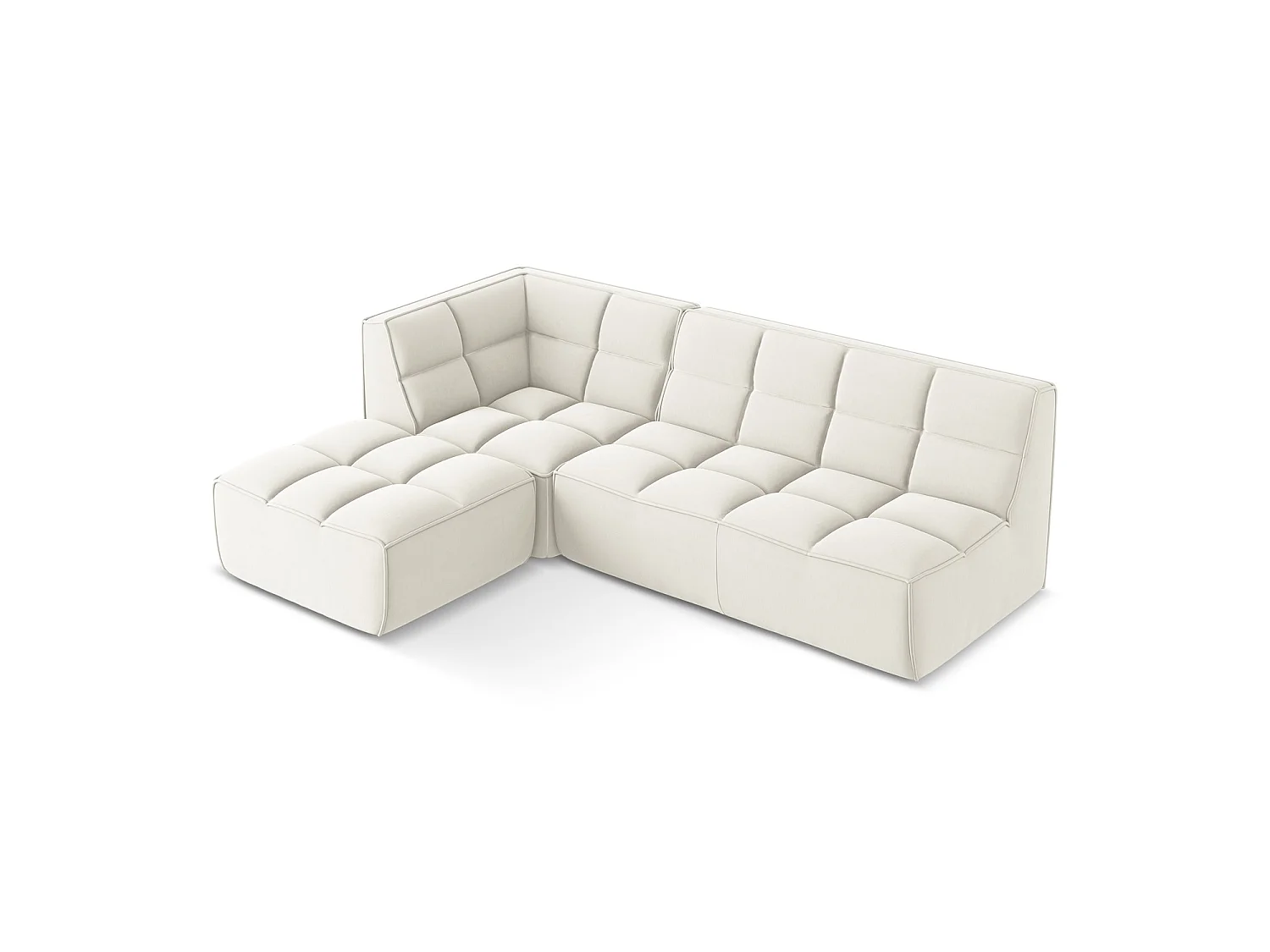 4-Sitzer Modulares Ecksofa - Ecke Rechts - Samt - Hell beige - BELLUNO