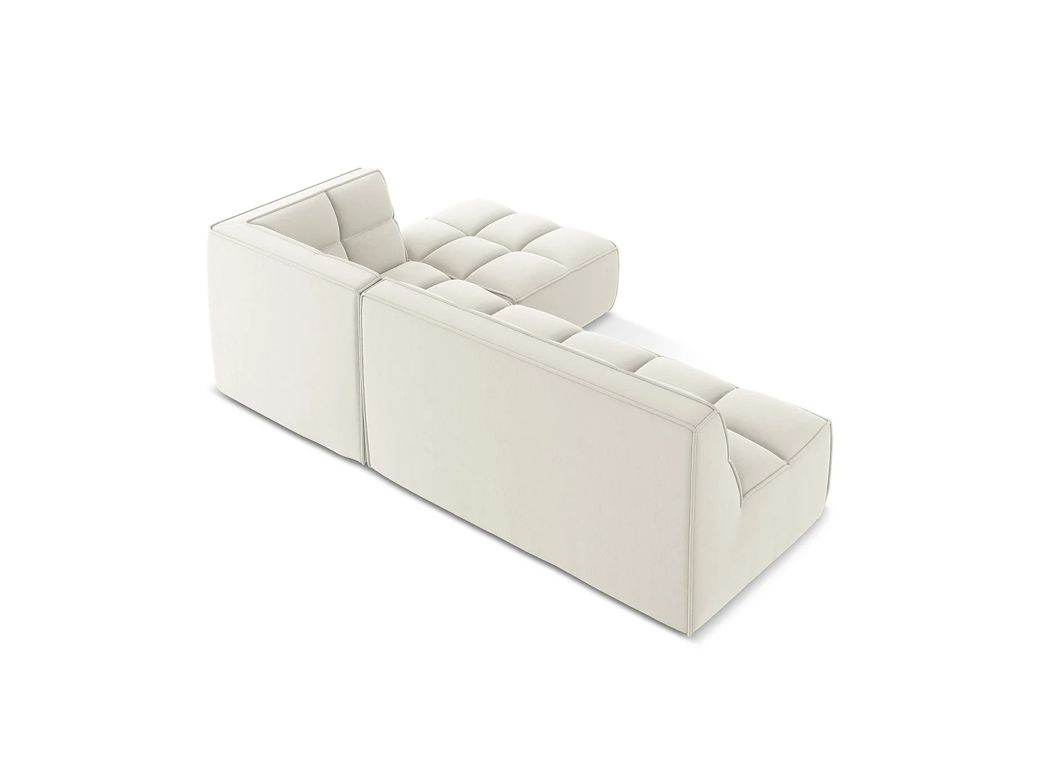 4-Sitzer Modulares Ecksofa - Ecke Rechts - Samt - Hell beige - BELLUNO