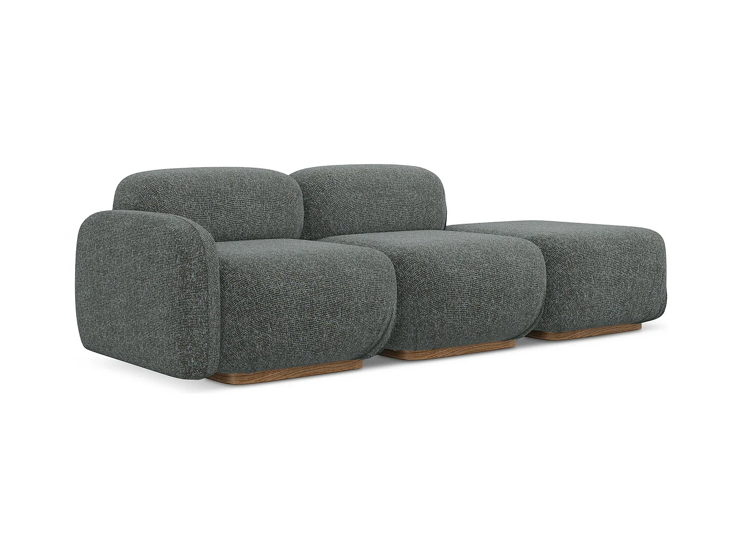 Modulares 3-Sitzer Sofa Rechts - - Strukturstoff - Stahl - AILANI