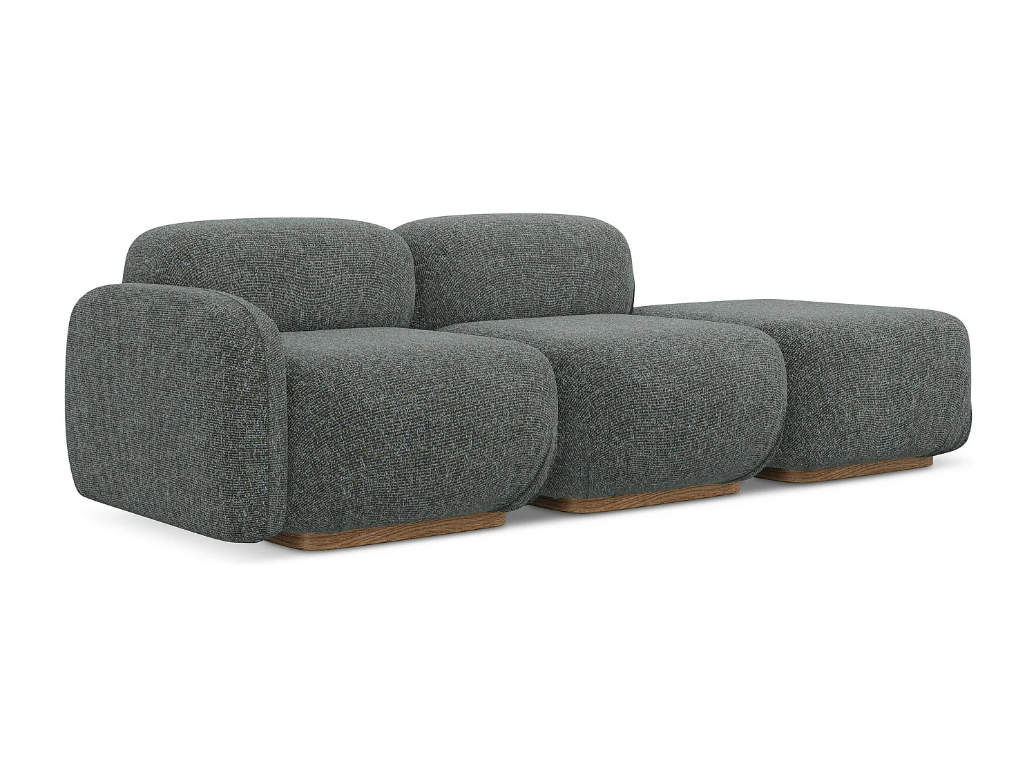 Driezits modulaire bank rechts van staal textuurstof - AILANI