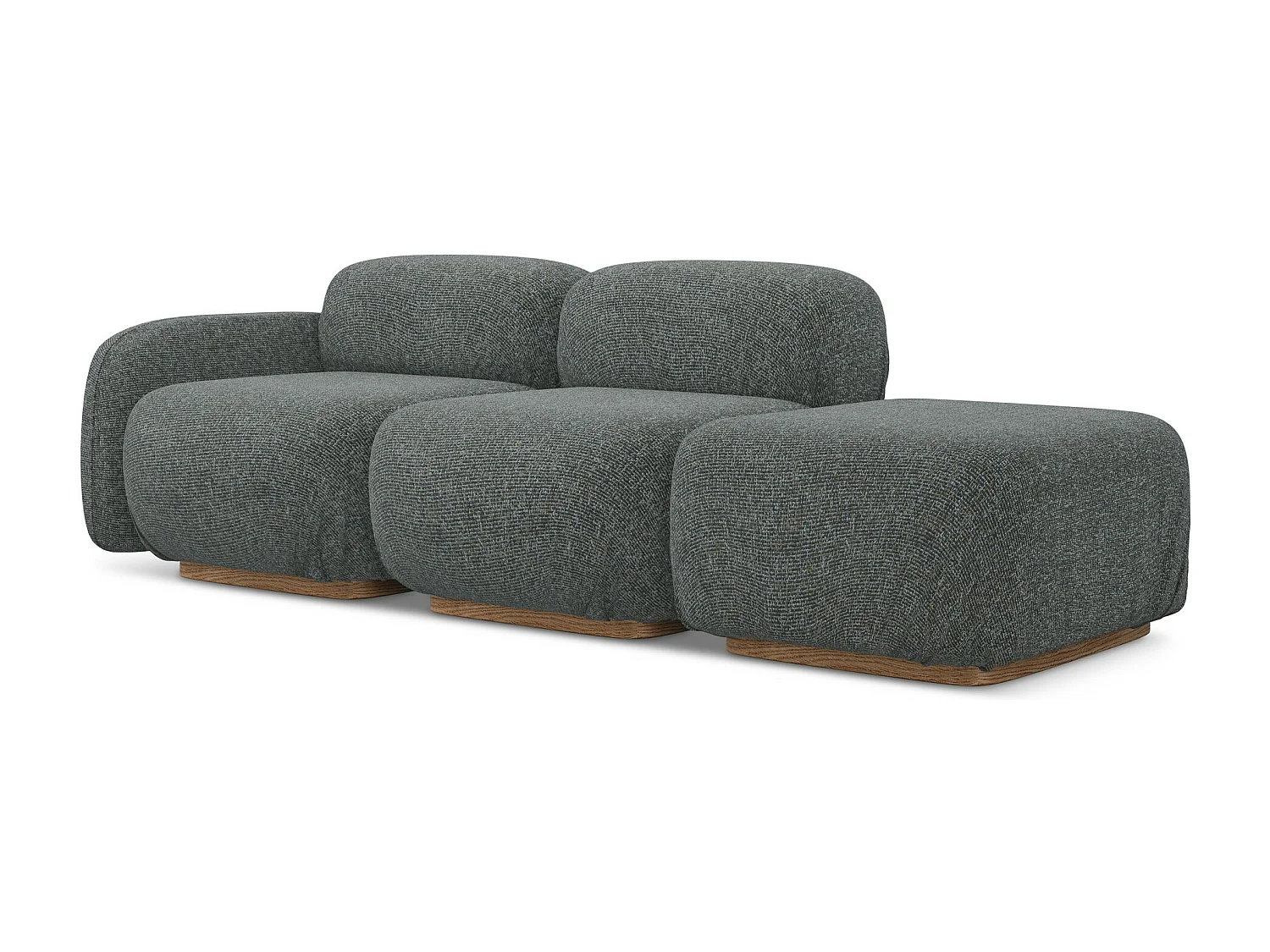 Driezits modulaire bank rechts van staal textuurstof - AILANI