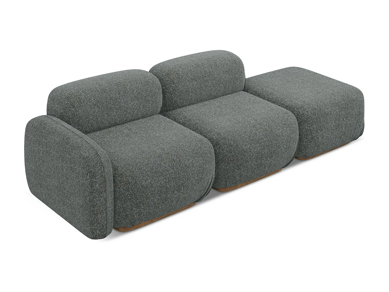 Driezits modulaire bank rechts van staal textuurstof - AILANI