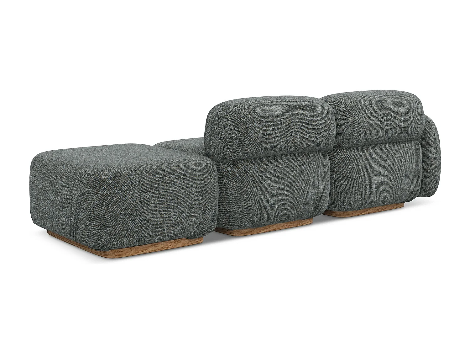 Driezits modulaire bank rechts van staal textuurstof - AILANI