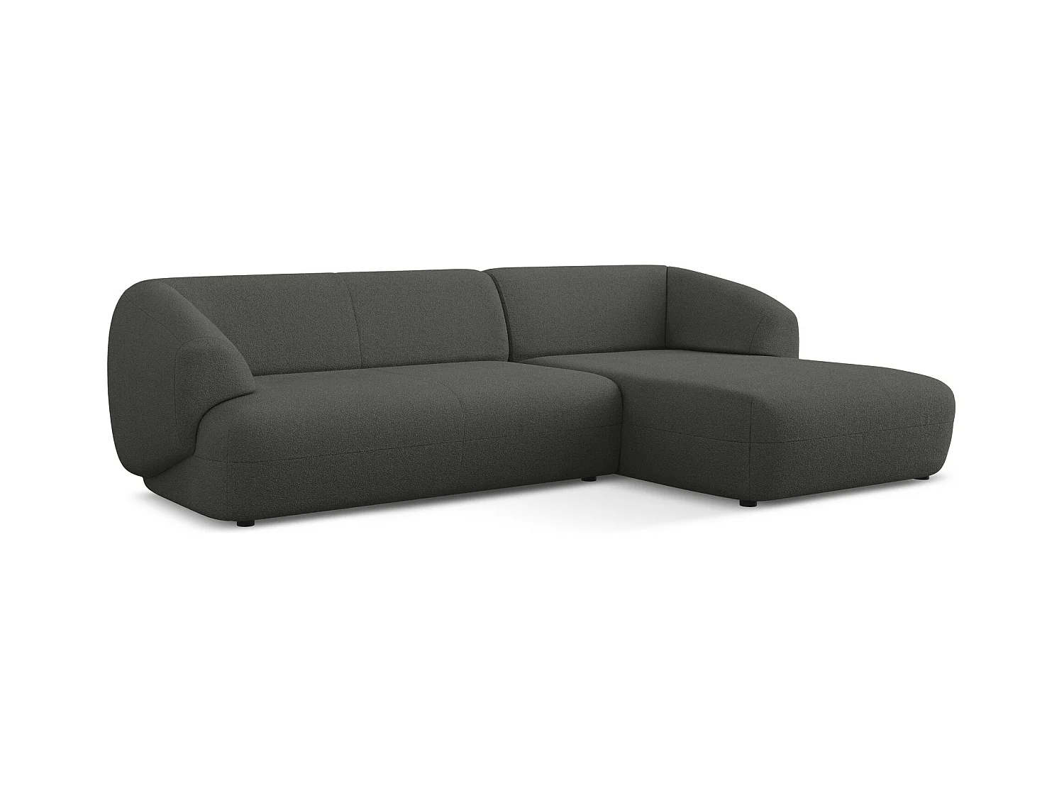 Canapé d'angle 3 places modulaire droit en tissu bouclette - graphite - MOANA