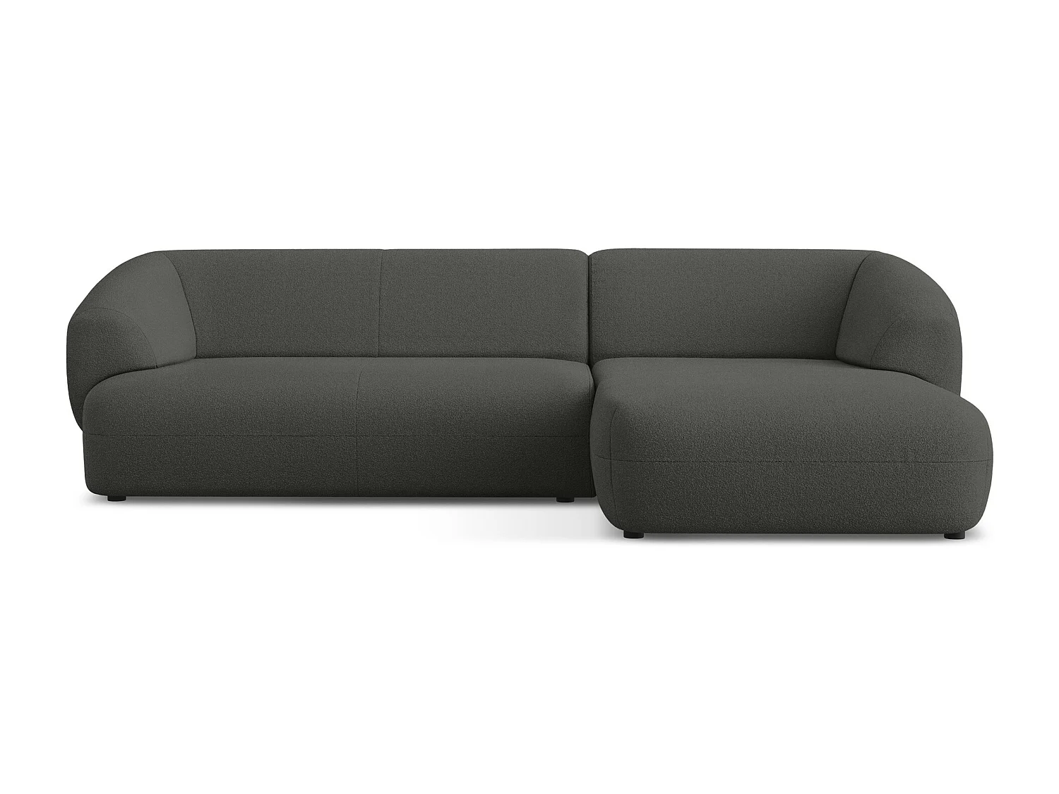 Sofá de canto modular direito 3 lugares em tecido bouclé grafite - MOANA