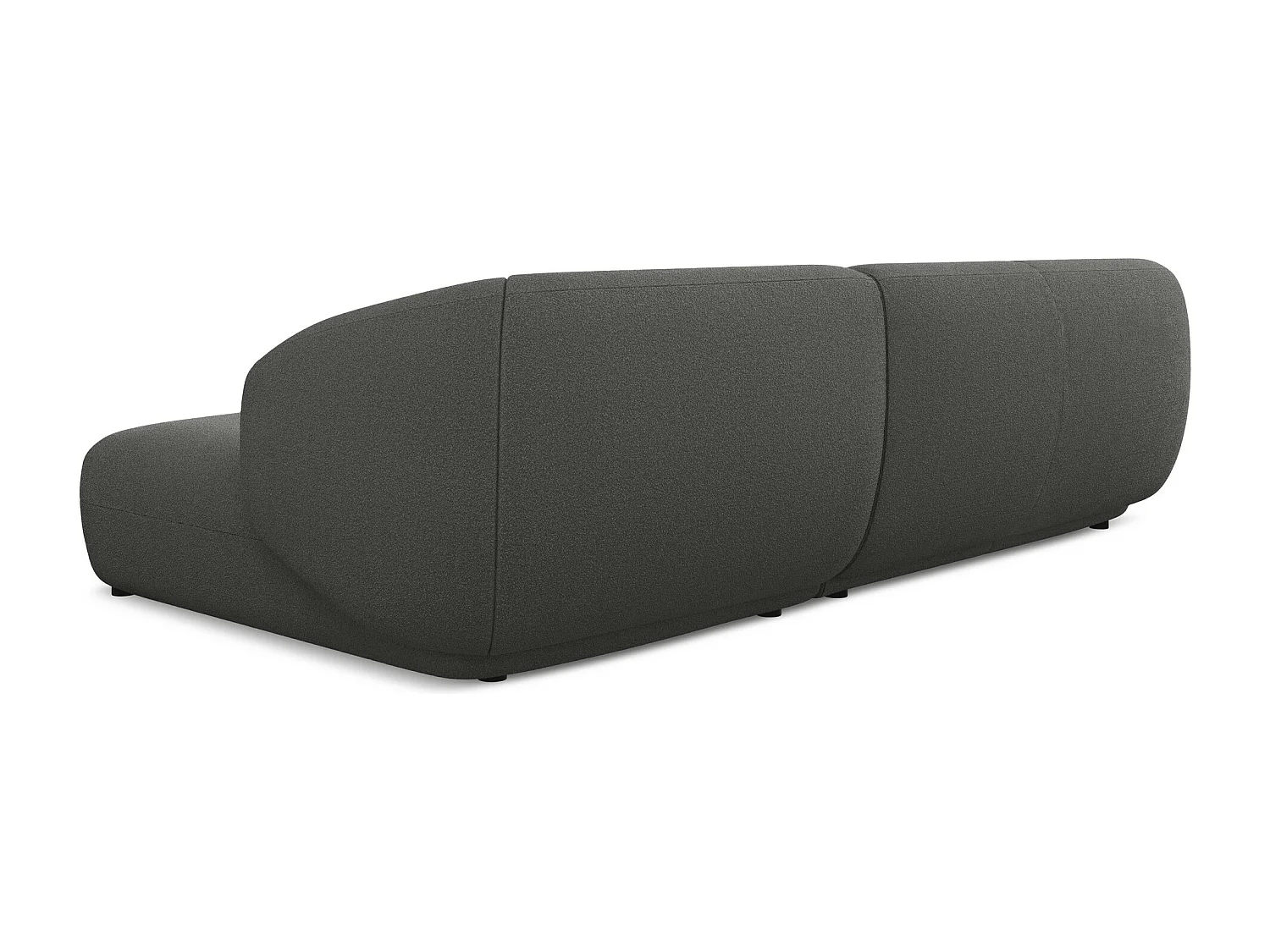 Sofá de canto modular direito 3 lugares em tecido bouclé grafite - MOANA