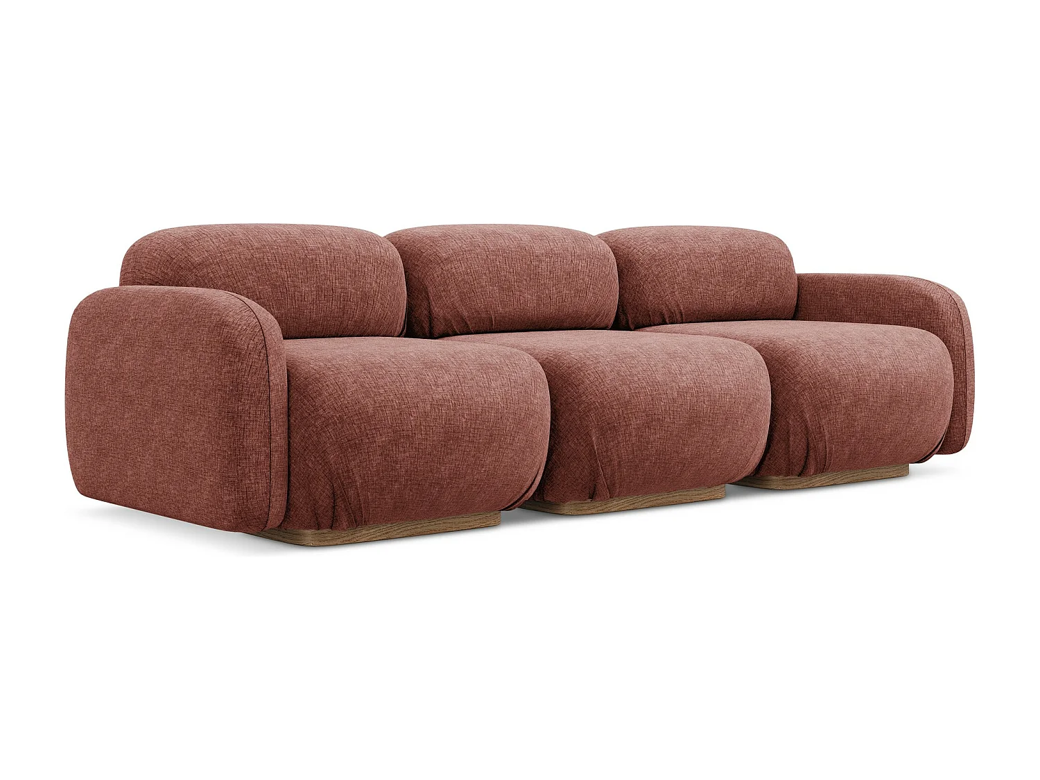 Canapé modulable 4 places en tissu chenille - rose sourd - AILANI