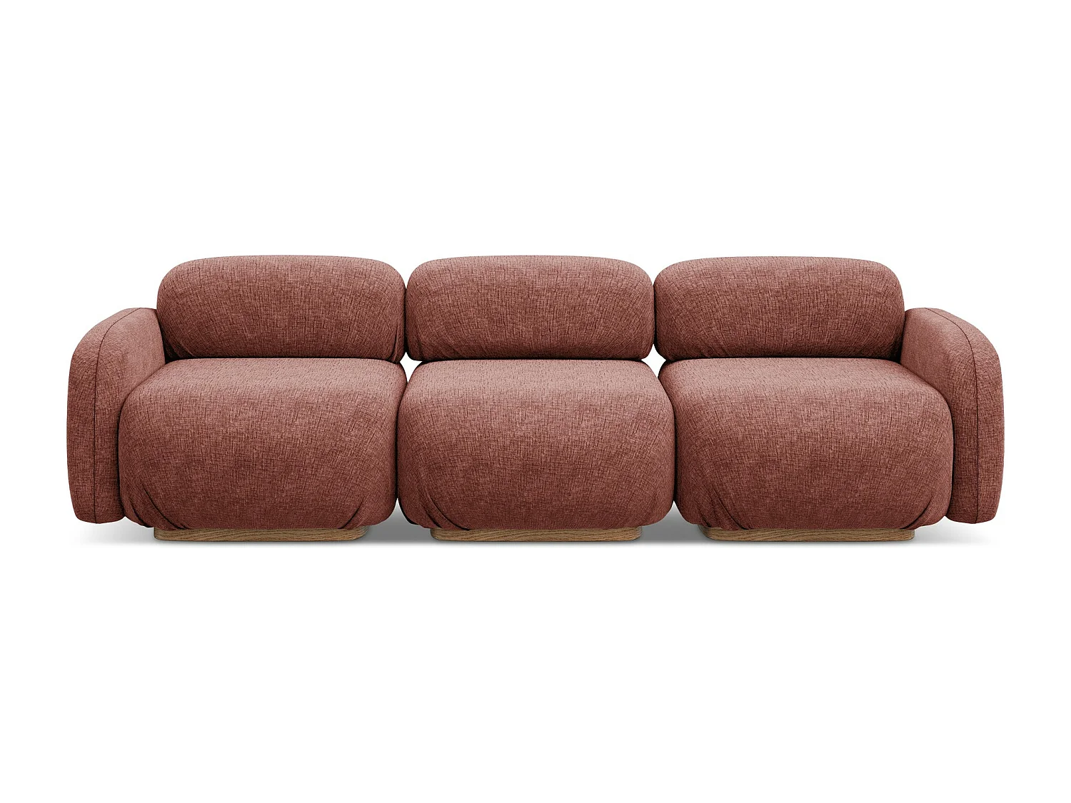 Canapé modulable 4 places en tissu chenille - rose sourd - AILANI