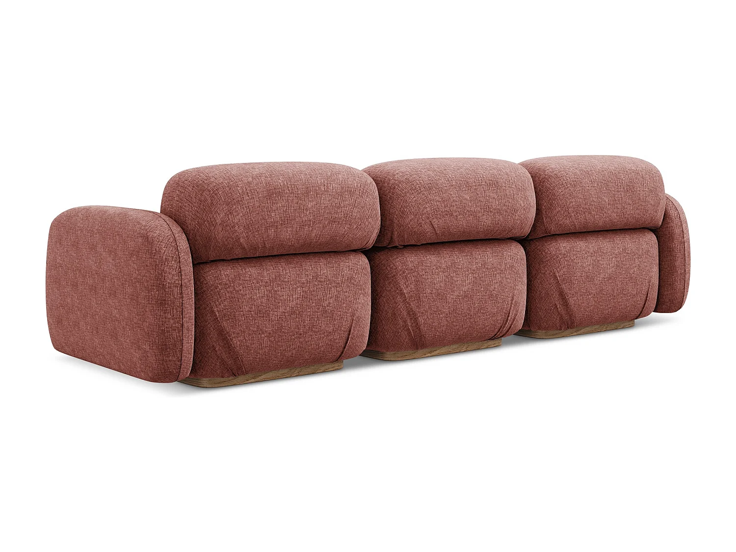 Canapé modulable 4 places en tissu chenille - rose sourd - AILANI