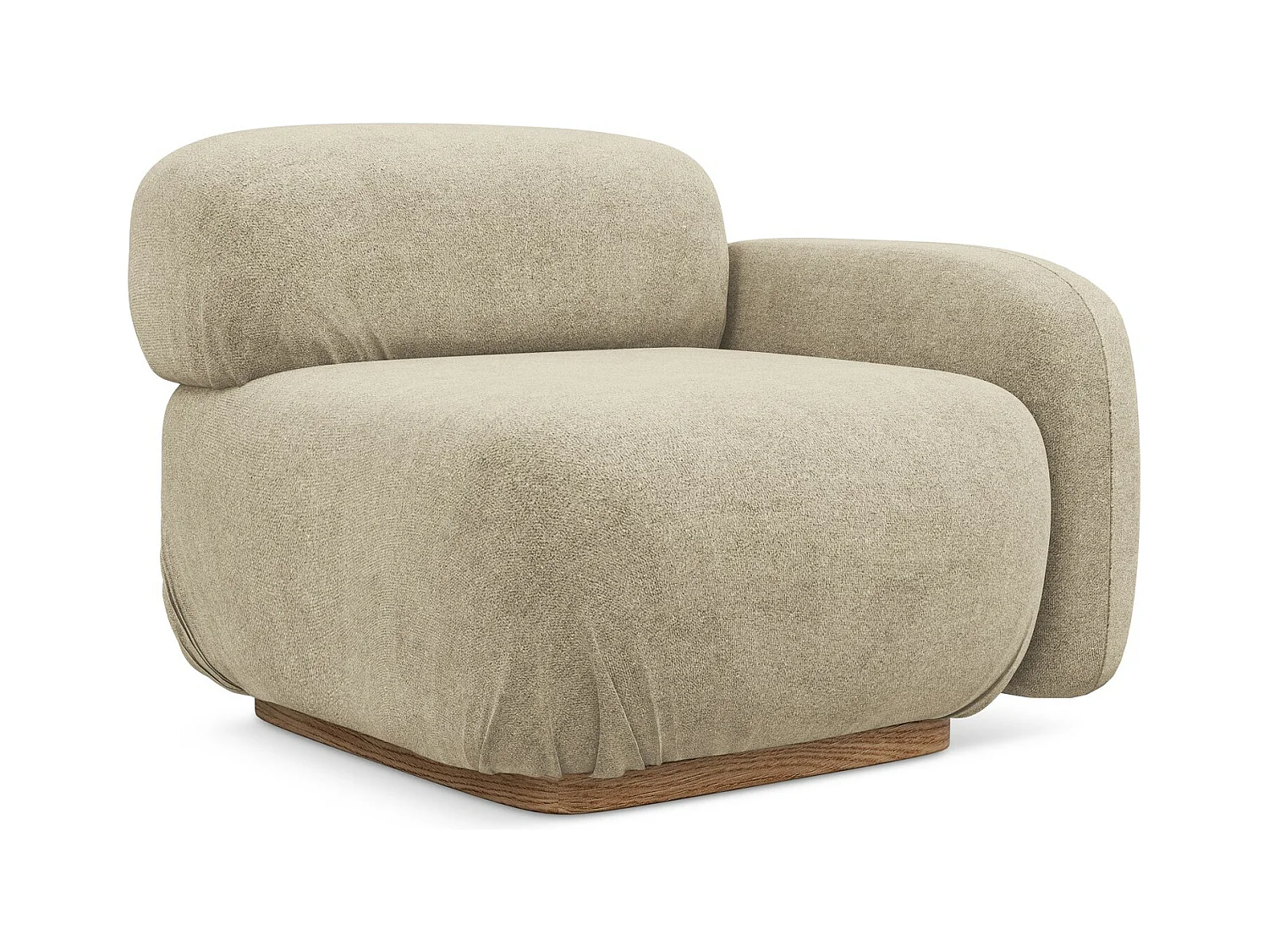 Module avec accoudoirs droit en tissu bouclette - beige - AILANI