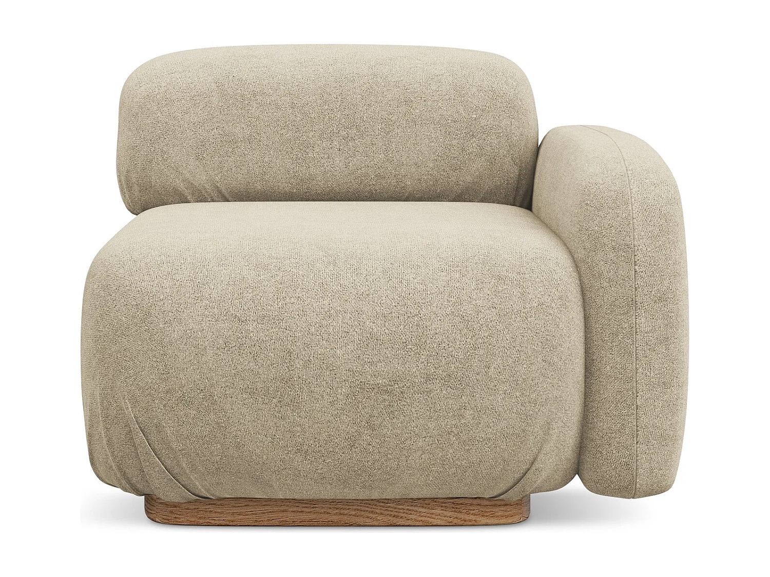 Module avec accoudoirs droit en tissu bouclette - beige - AILANI