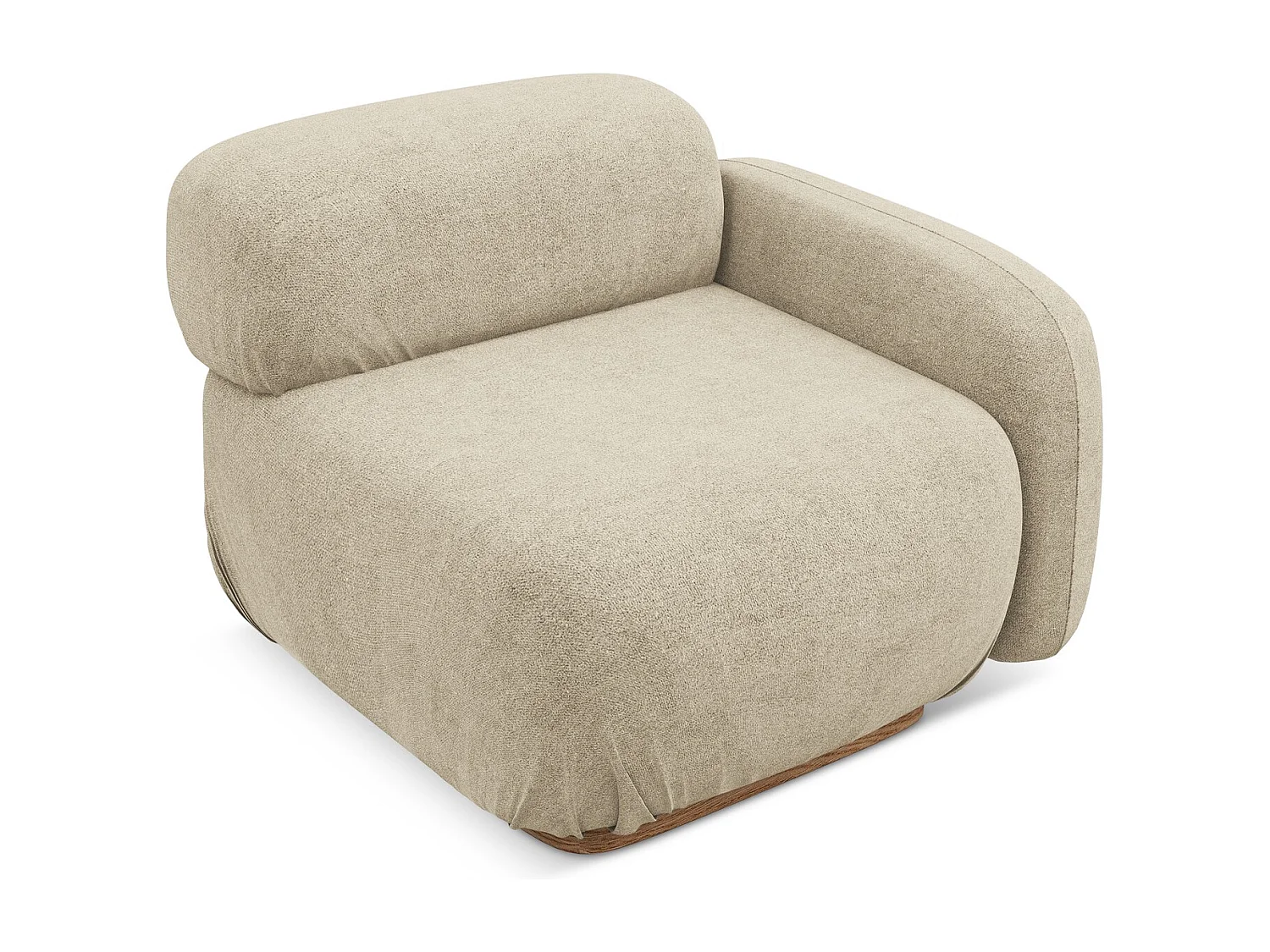 Module avec accoudoirs droit en tissu bouclette - beige - AILANI