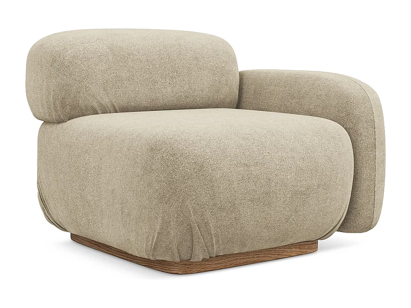 Bankmodule met armleuning rechts van beige bouclé - AILANI