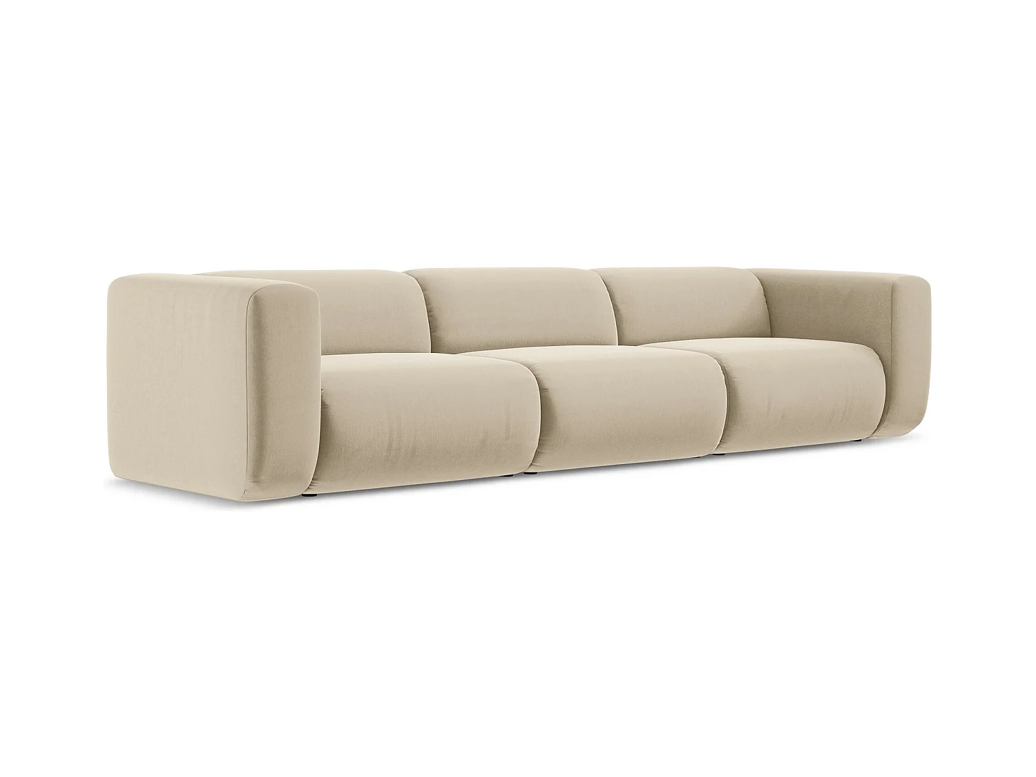 Modulares 4-Sitzer Sofa - - Samt - Hell beige - EKAHI