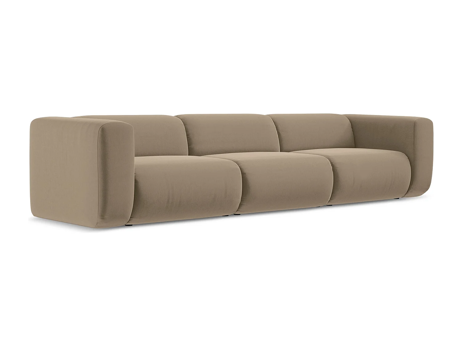 Canapé modulable 4 places en velours - beige clair - EKAHI
