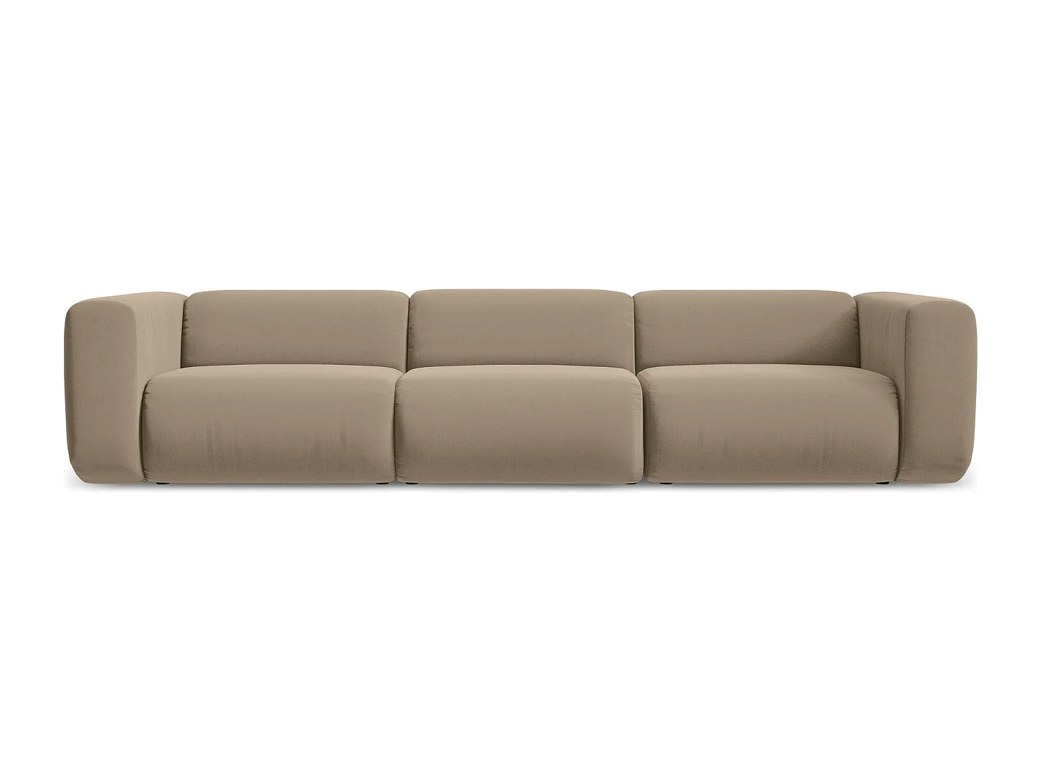 Canapé modulable 4 places en velours - beige clair - EKAHI