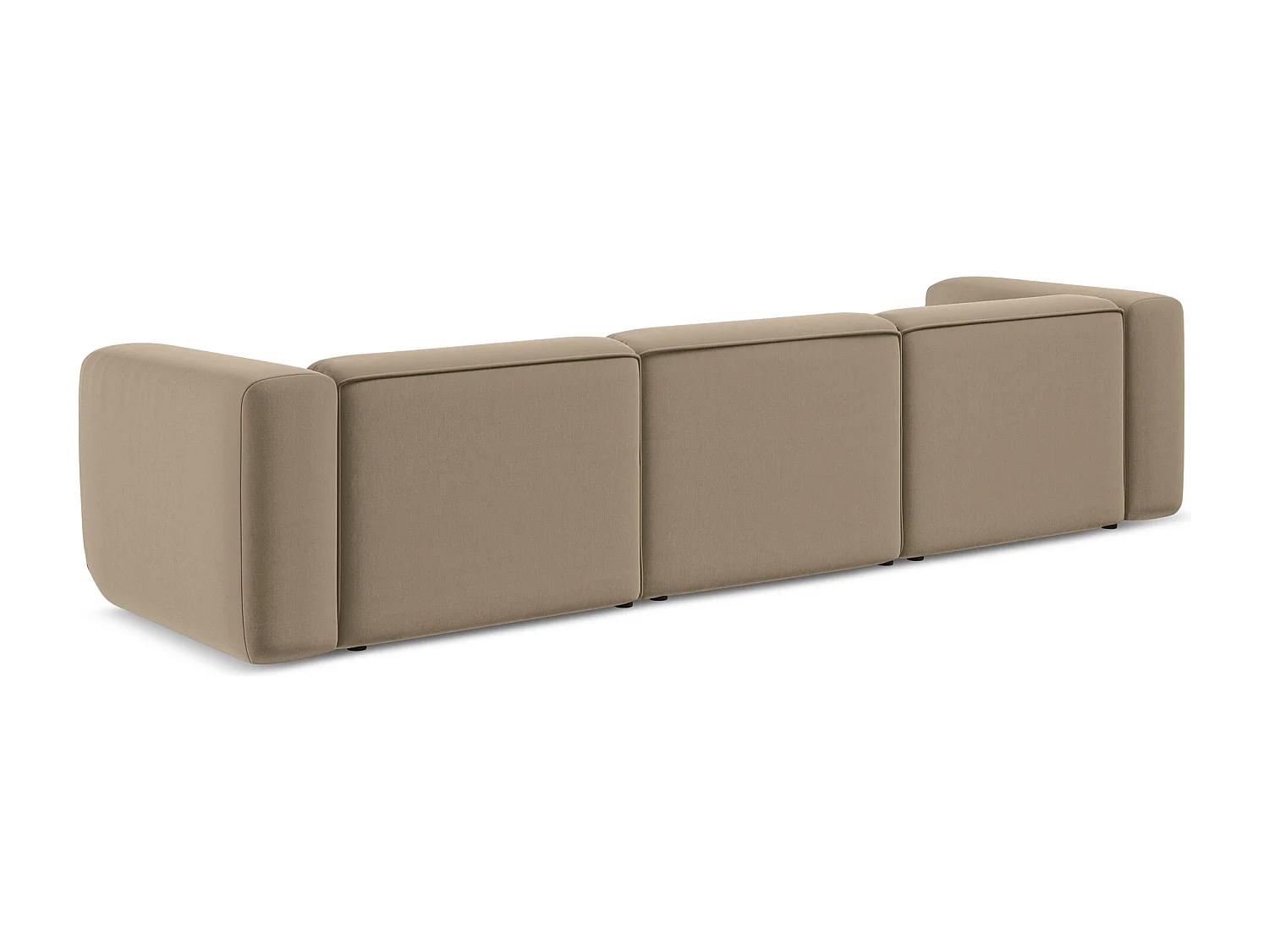 Canapé modulable 4 places en velours - beige clair - EKAHI