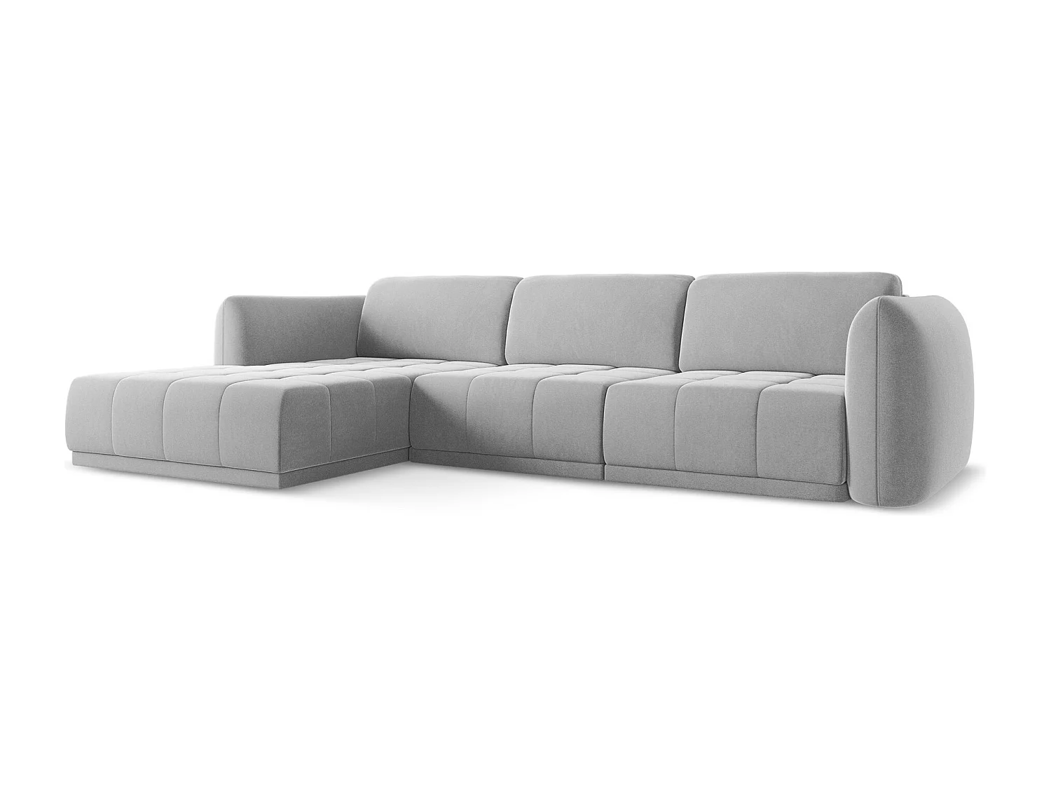 Ecksofa - Ecke Links - Samt - Grau - HOKU