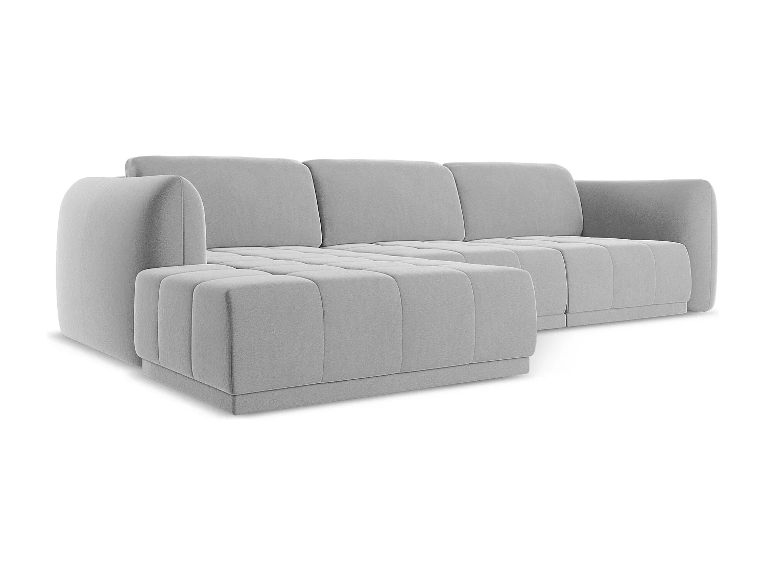 Ecksofa - Ecke Links - Samt - Grau - HOKU