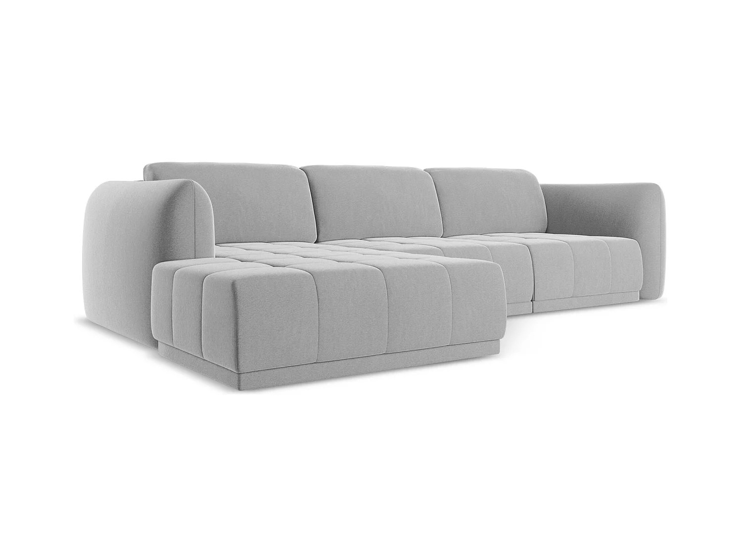 Canapé d'angle gauche en velours - gris - HOKU