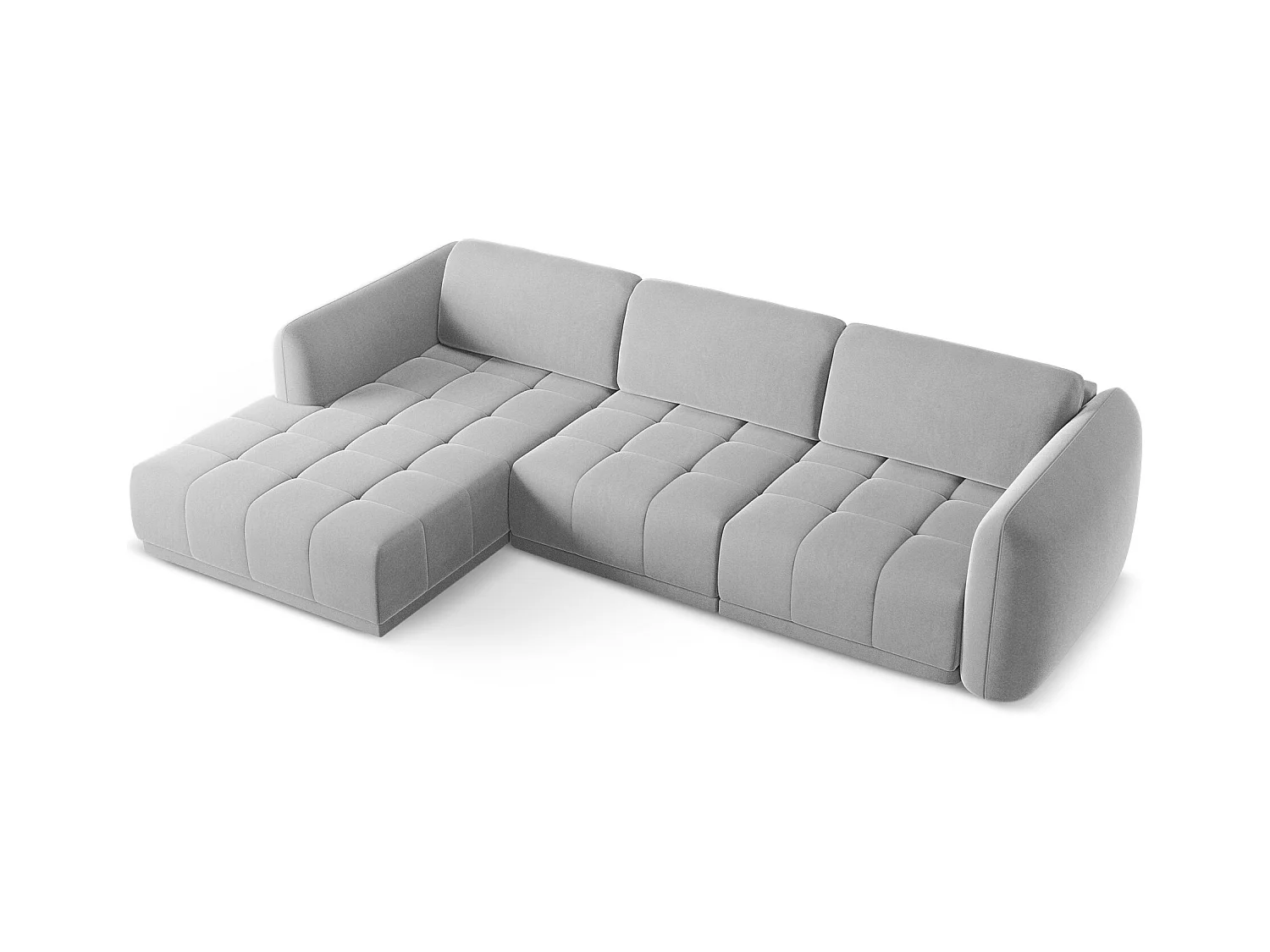 Canapé d'angle gauche en velours - gris - HOKU