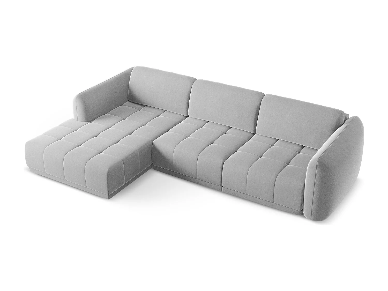 Canapé d'angle gauche en velours - gris - HOKU