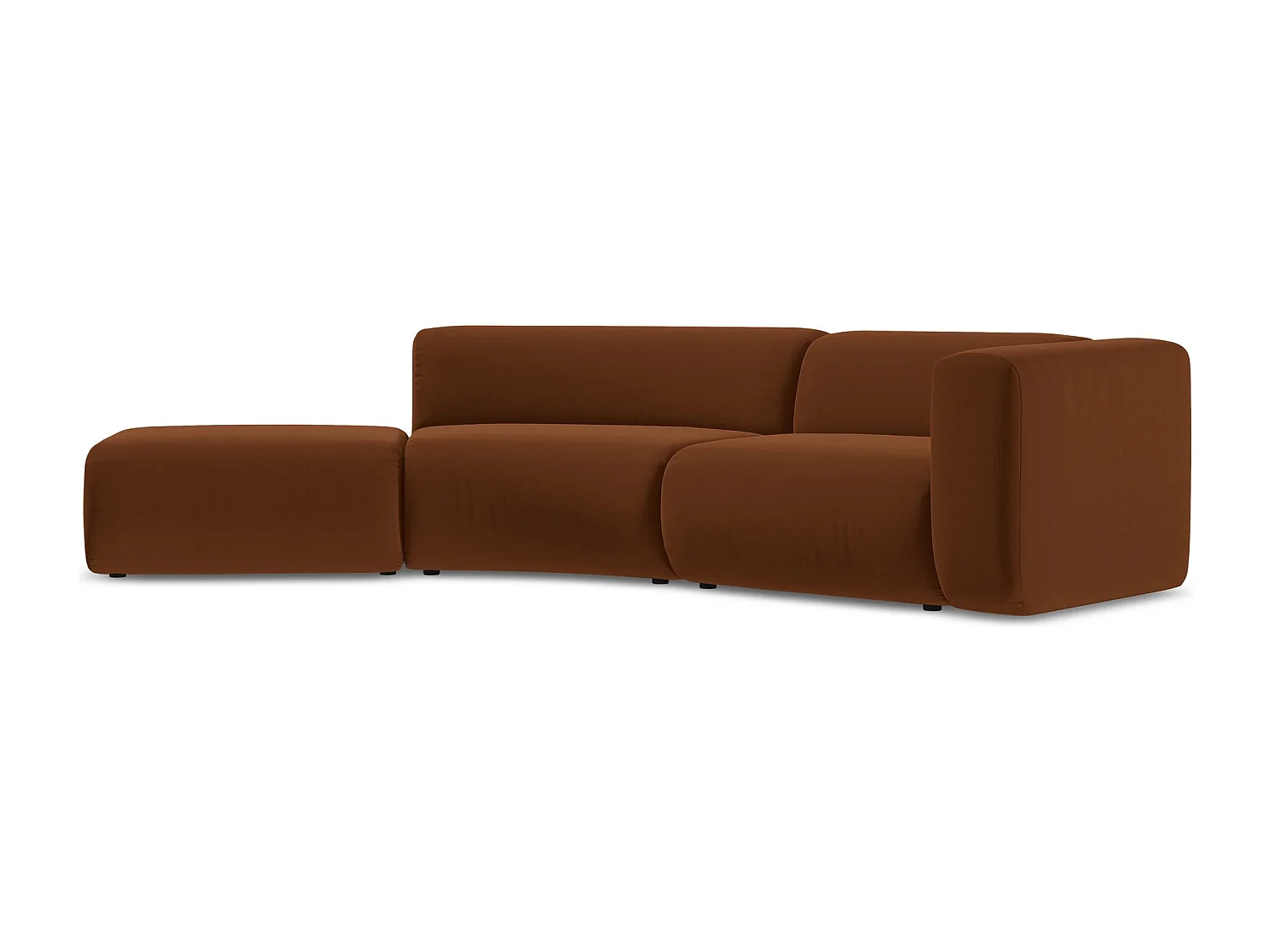 Vierzits modulaire bank links van terracotta velours - EKAHI