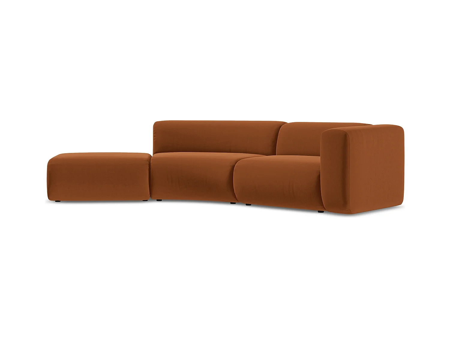 Vierzits modulaire bank links van terracotta velours - EKAHI