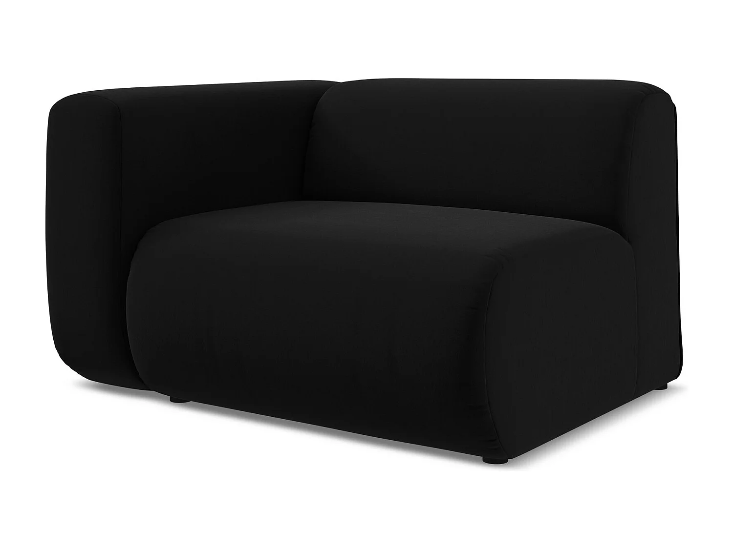 Module avec accoudoirs gauche en velours - noir - EKAHI