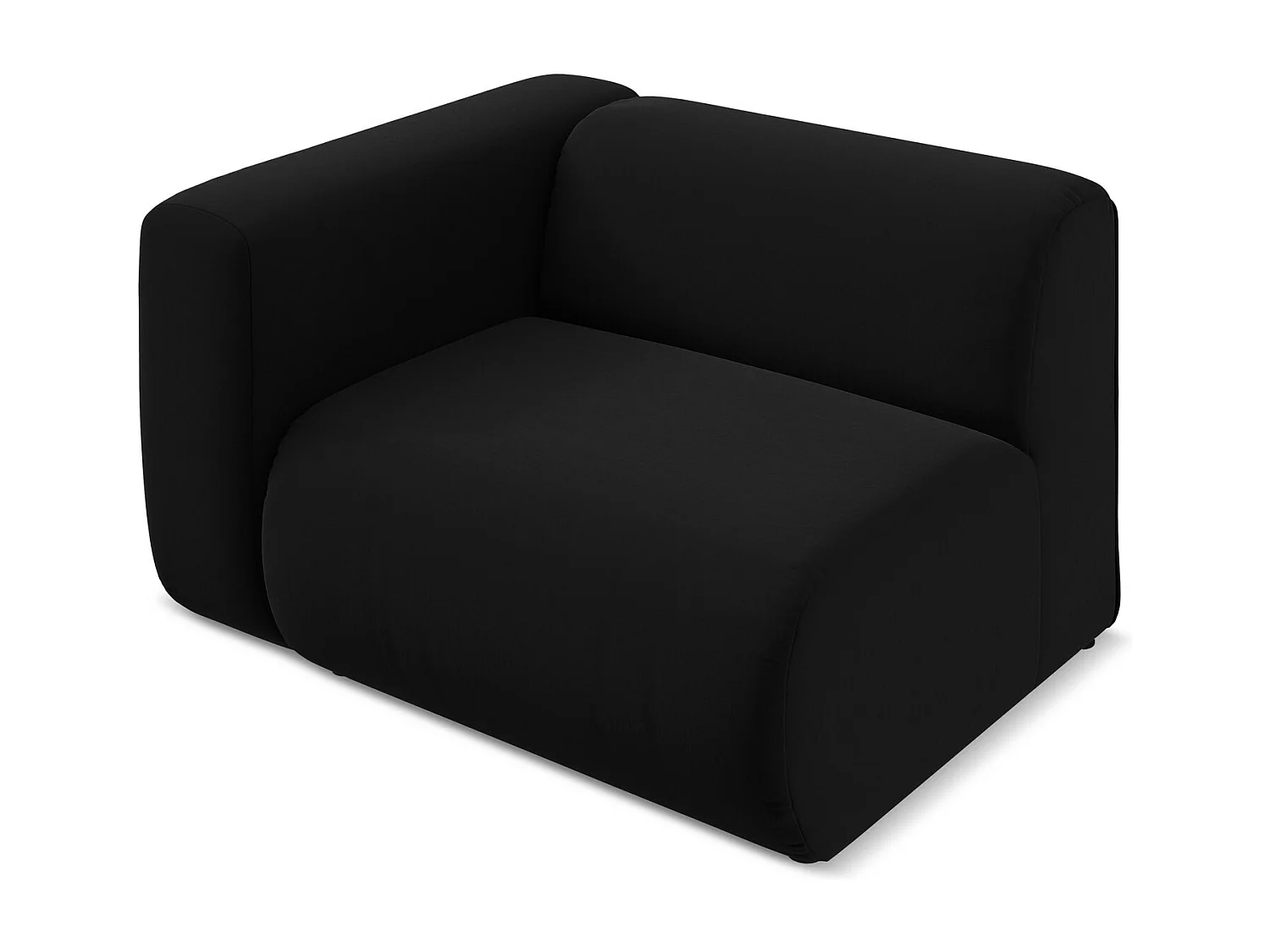 Module avec accoudoirs gauche en velours - noir - EKAHI