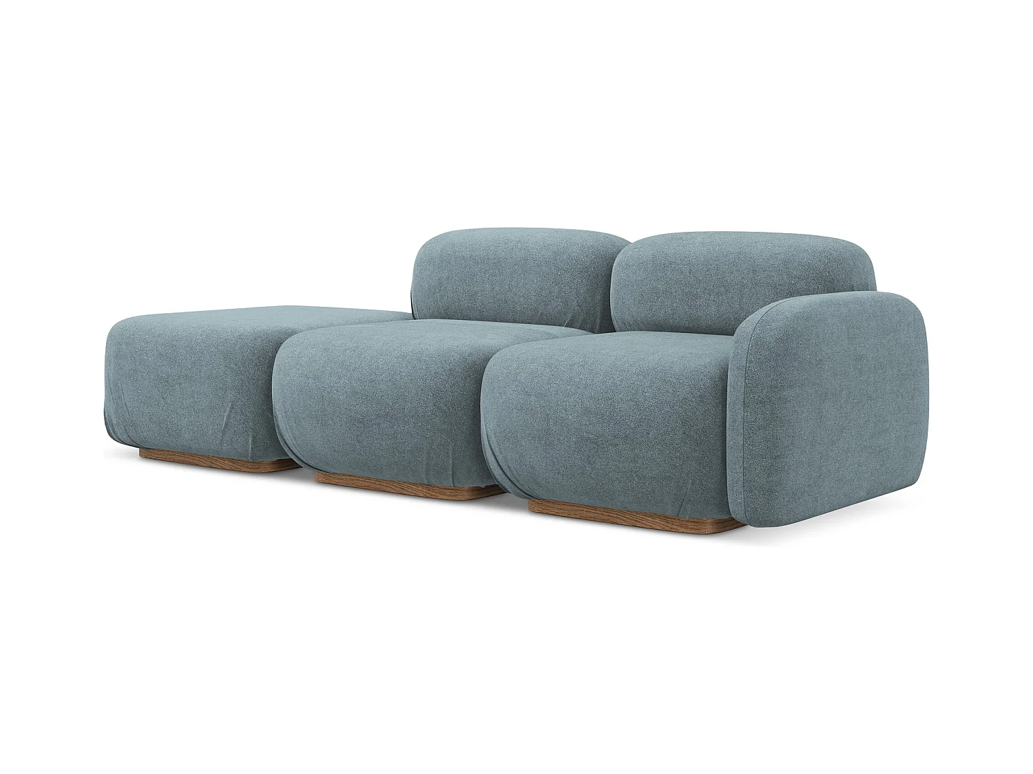 Modulares 3-Sitzer Sofa Links - - Bouclé - Jeans - AILANI