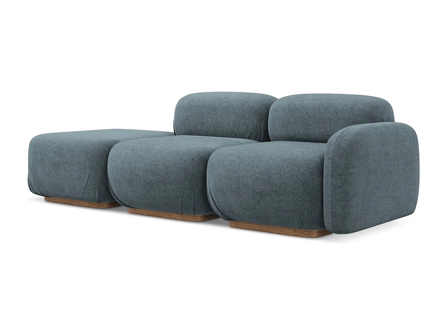 Canapé modulable 3 places gauche en tissu bouclette - jeans - AILANI