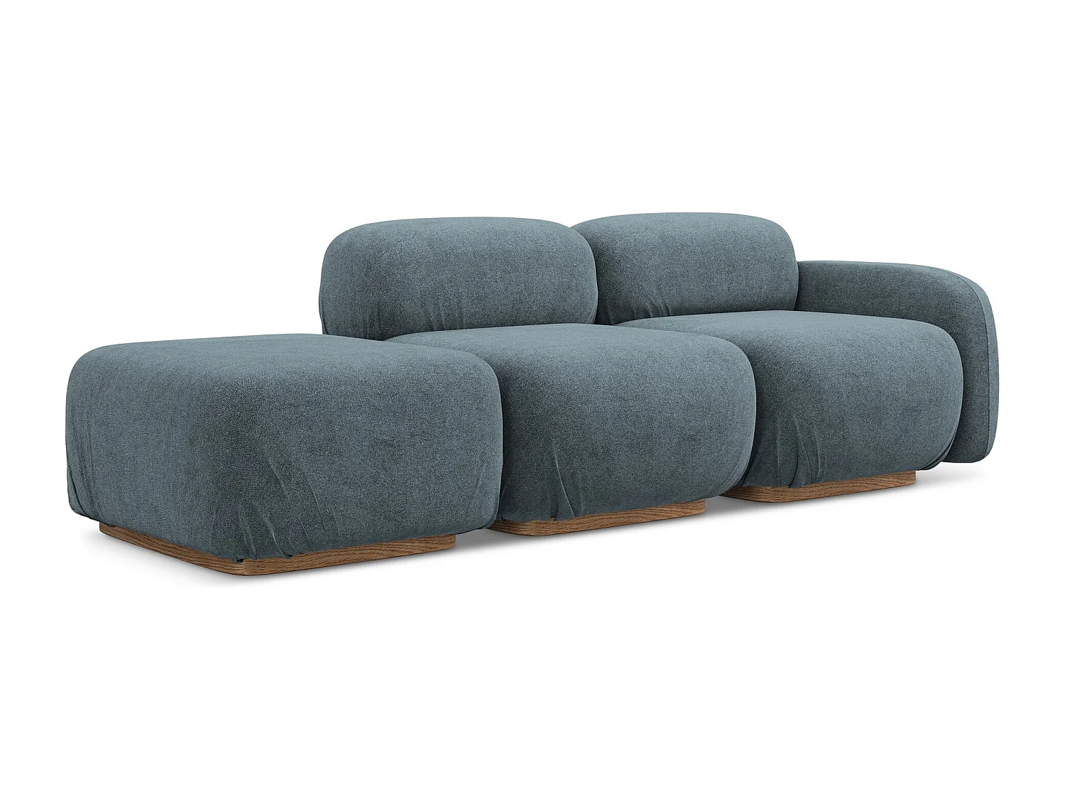 Canapé modulable 3 places gauche en tissu bouclette - jeans - AILANI