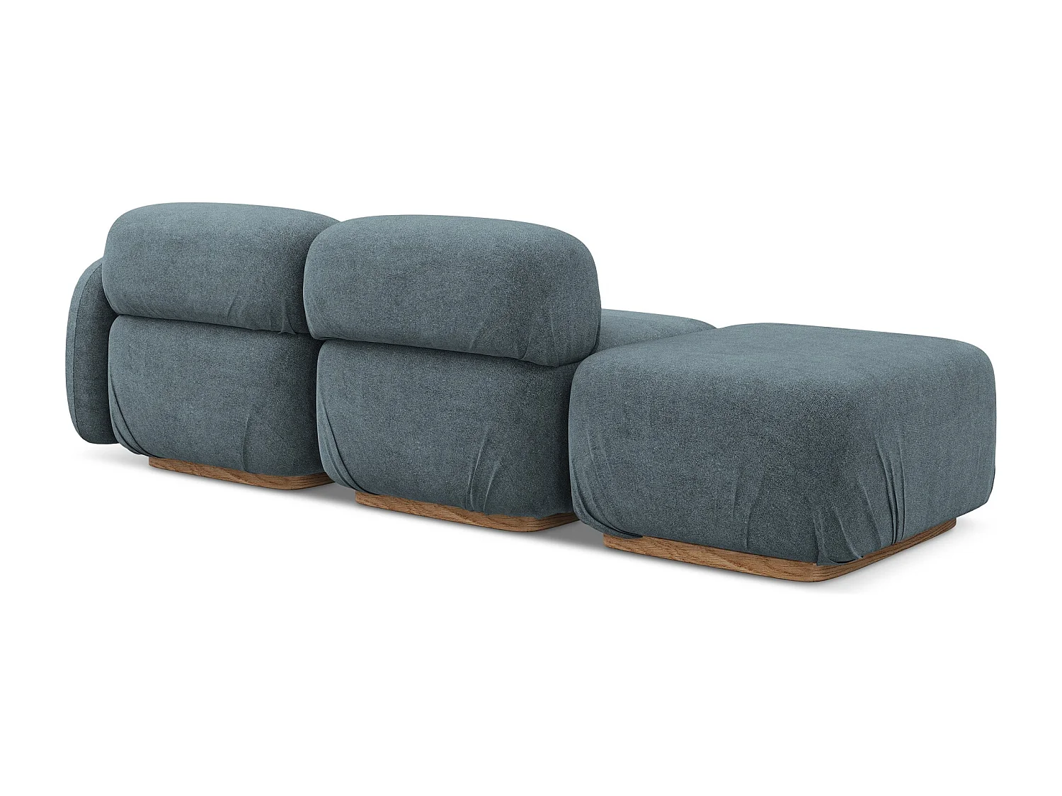 Canapé modulable 3 places gauche en tissu bouclette - jeans - AILANI