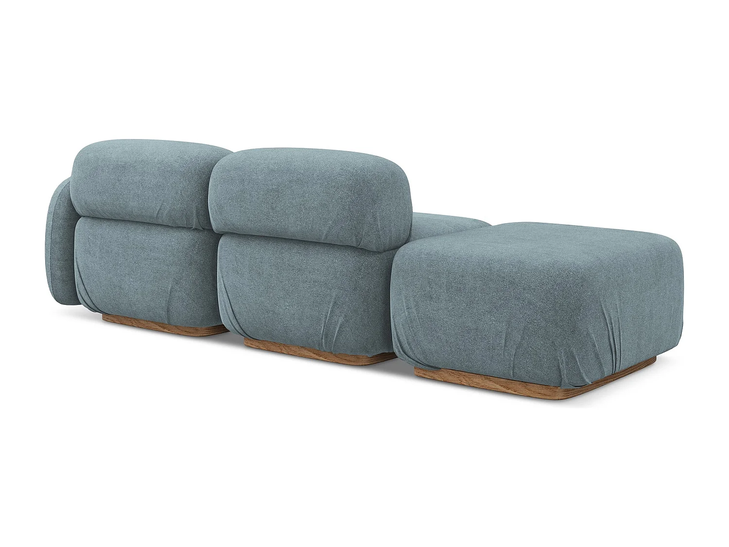 Canapé modulable 3 places gauche en tissu bouclette - jeans - AILANI