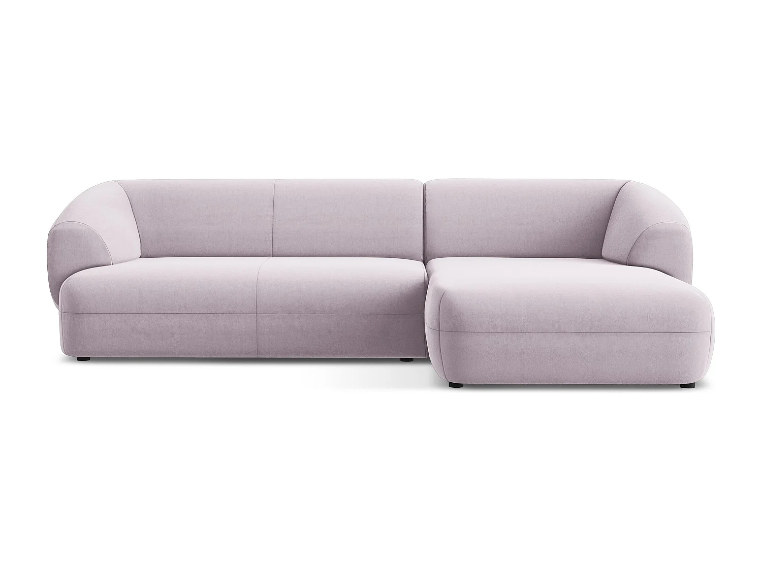 Narożnik prawostronny - z tkaniny welwetowej - lawendowy - MOANA