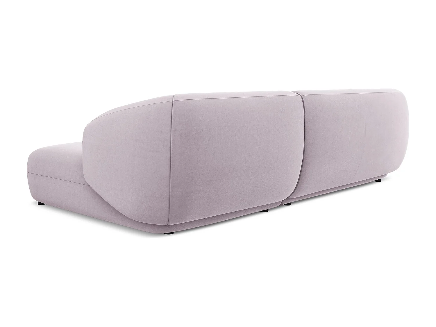 Narożnik prawostronny - z tkaniny welwetowej - lawendowy - MOANA
