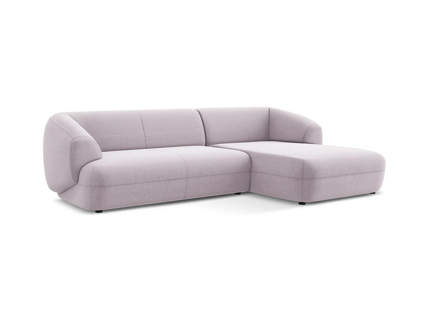 Canapé d'angle 3 places modulaire droit en velours - lavande - MOANA