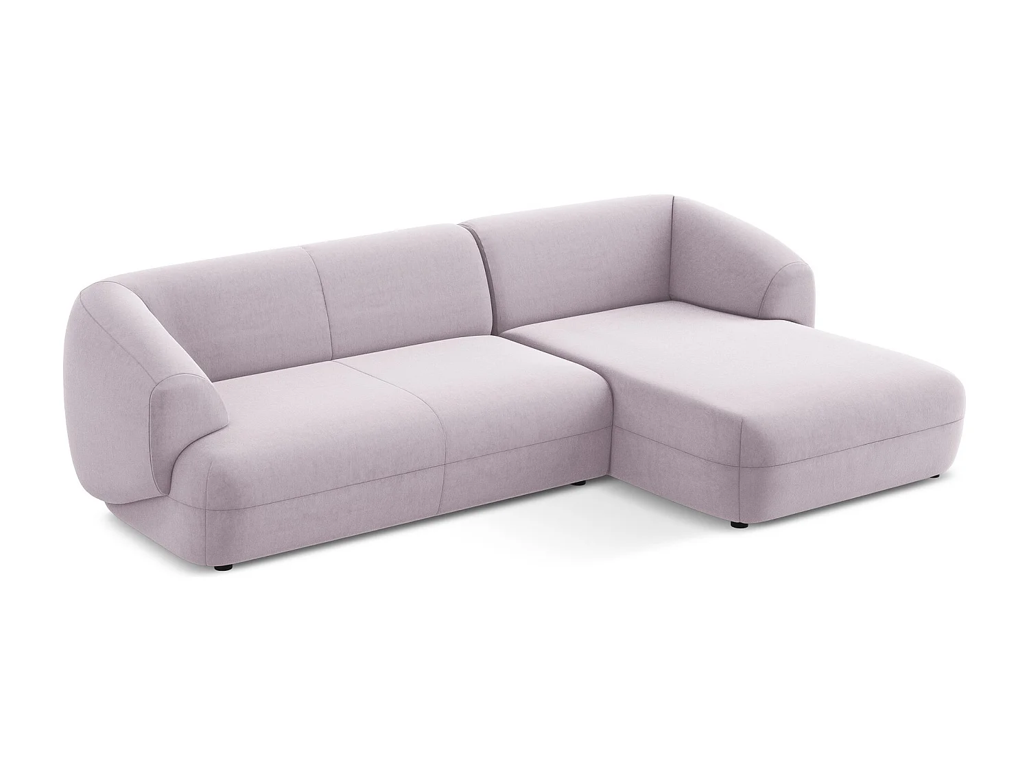 Canapé d'angle 3 places modulaire droit en velours - lavande - MOANA