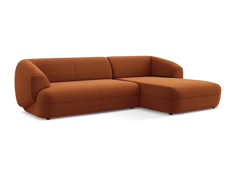 Modulaire hoekbank rechts van terracotta velours - MOANA