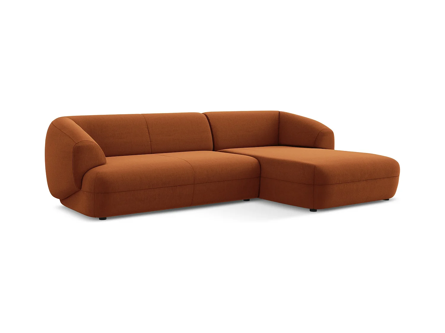 3-Sitzer Modulares Ecksofa - Ecke Rechts - Samt - Terrakotta - MOANA