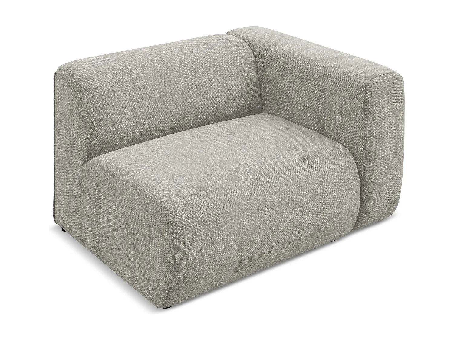 Module avec accoudoirs droit en tissu chenille - beige - EKAHI