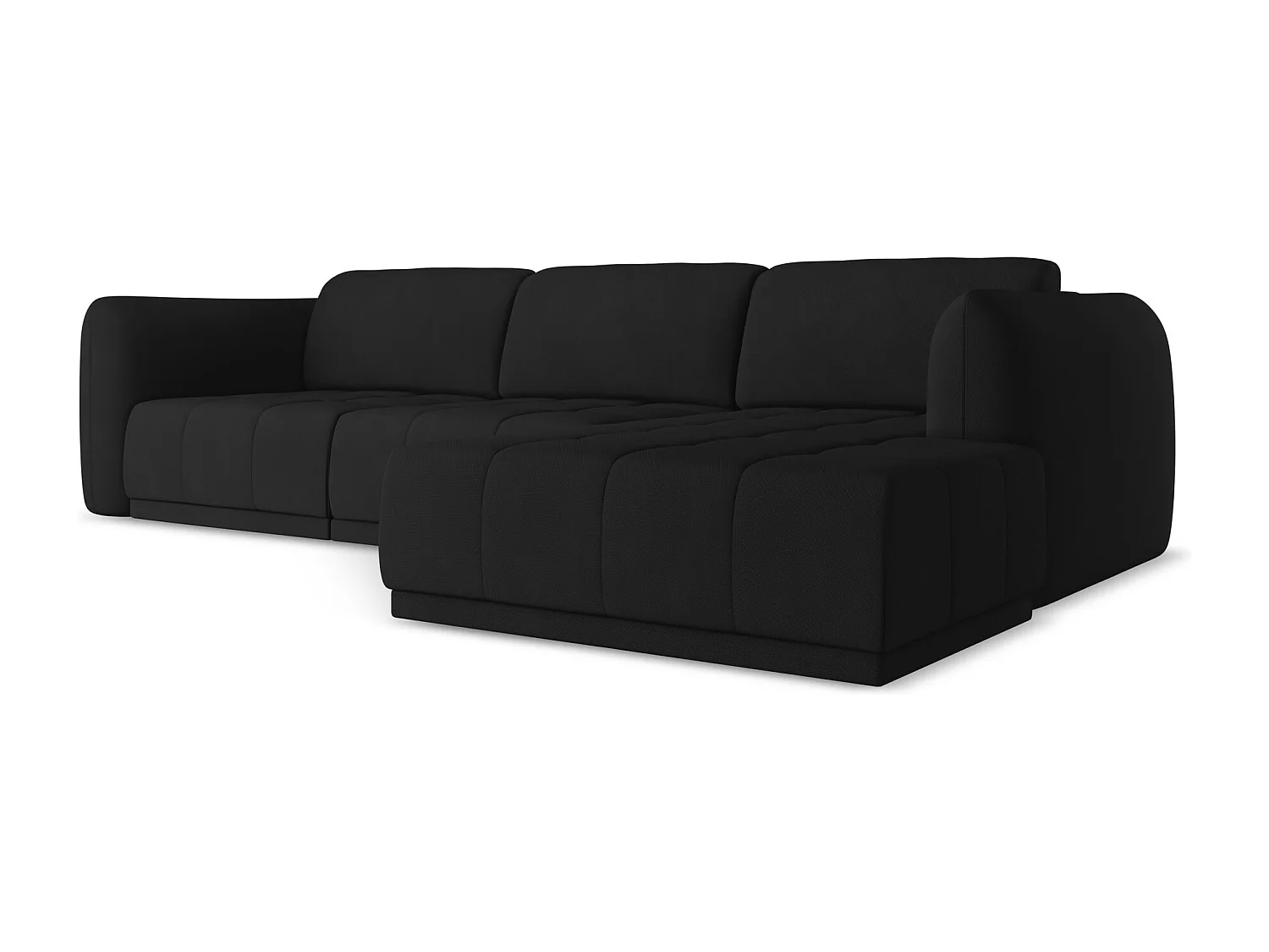 Ecksofa - Ecke Rechts - Chenille - Schwarz - HOKU