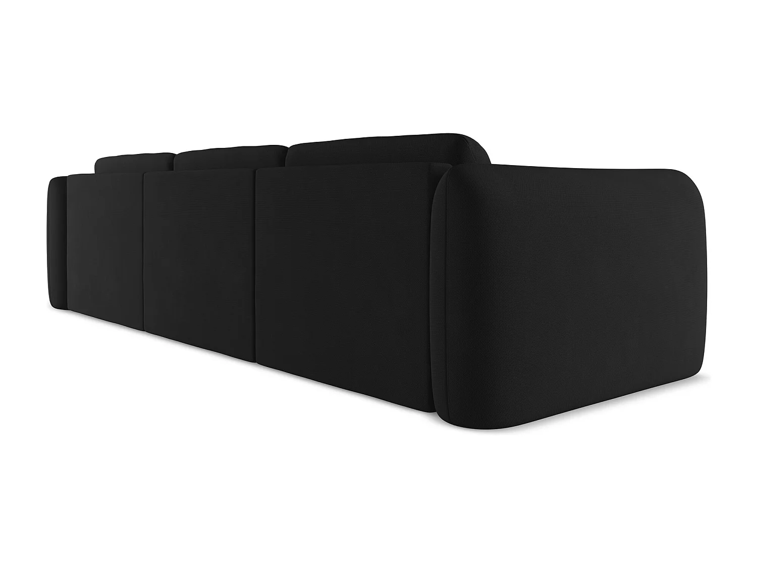 Ecksofa - Ecke Rechts - Chenille - Schwarz - HOKU