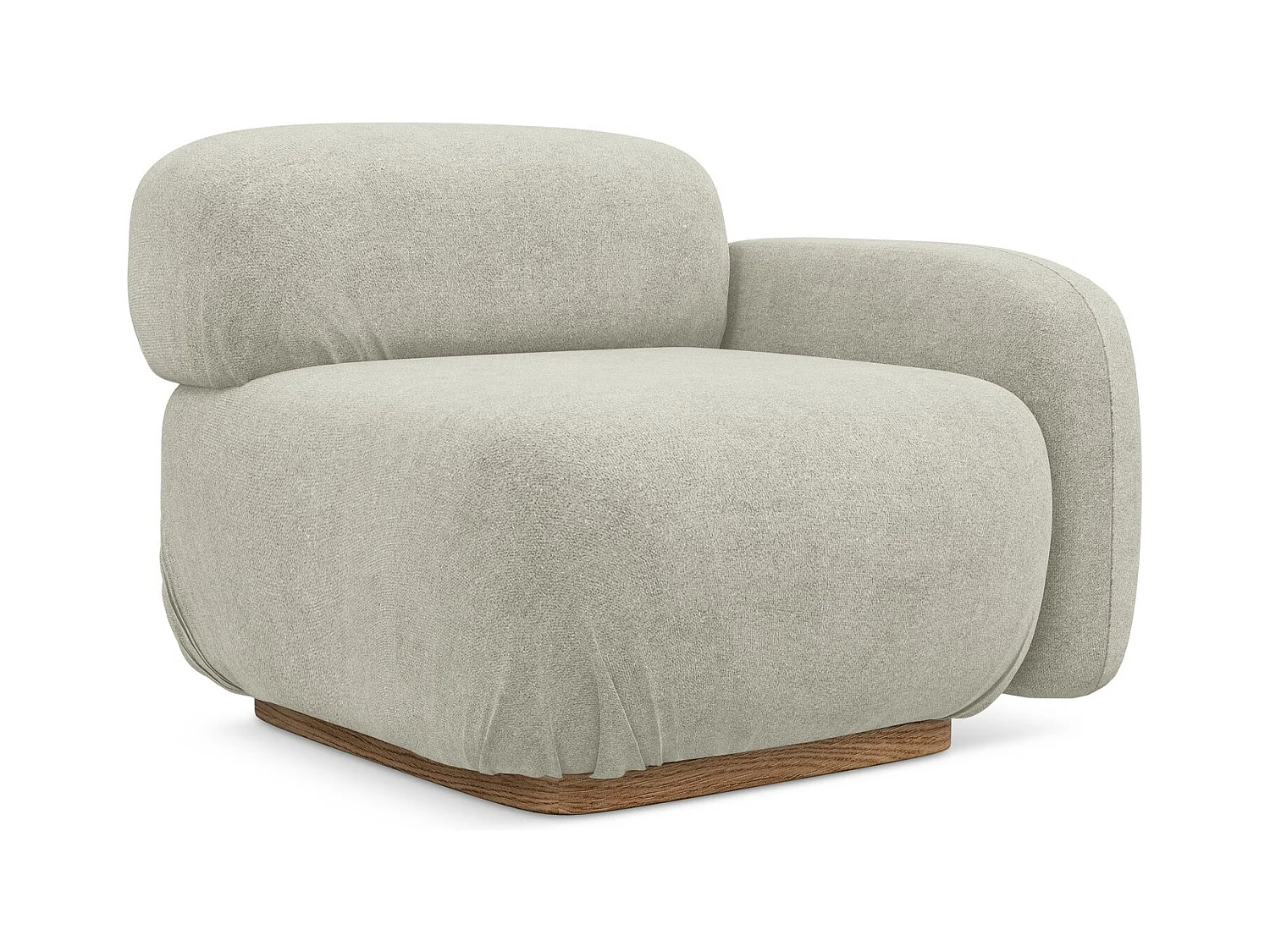 Bankmodule met armleuning rechts van lichtbeige bouclé - AILANI