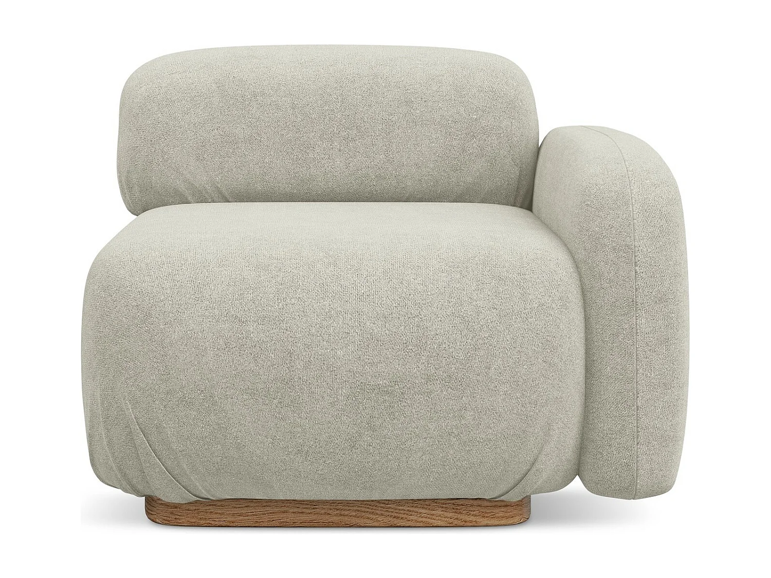 Module avec accoudoirs droit en tissu bouclette - beige clair - AILANI