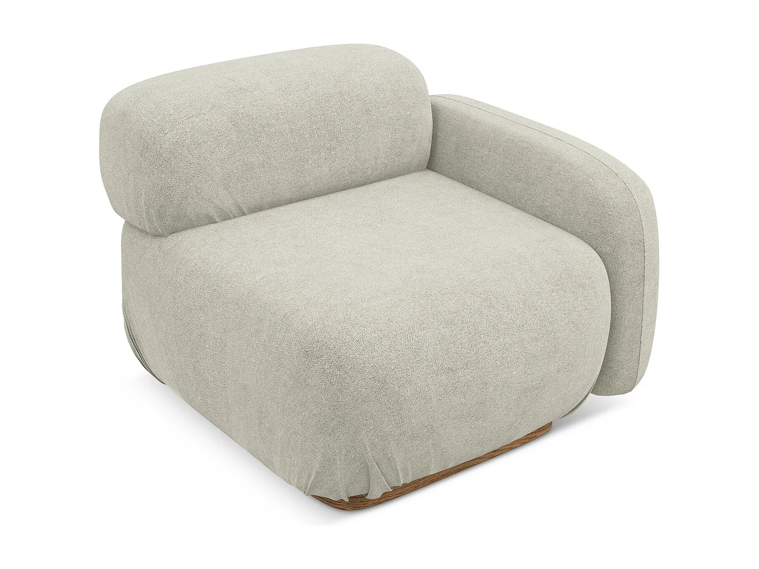 Module avec accoudoirs droit en tissu bouclette - beige clair - AILANI