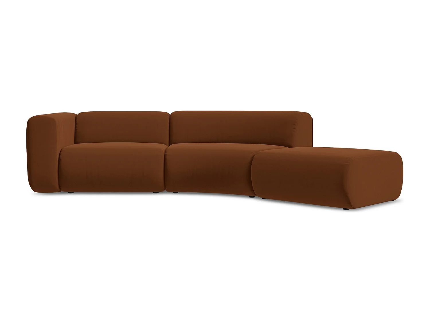 4-Sitzer Sofa Rechts - - Samt - Terrakotta - EKAHI
