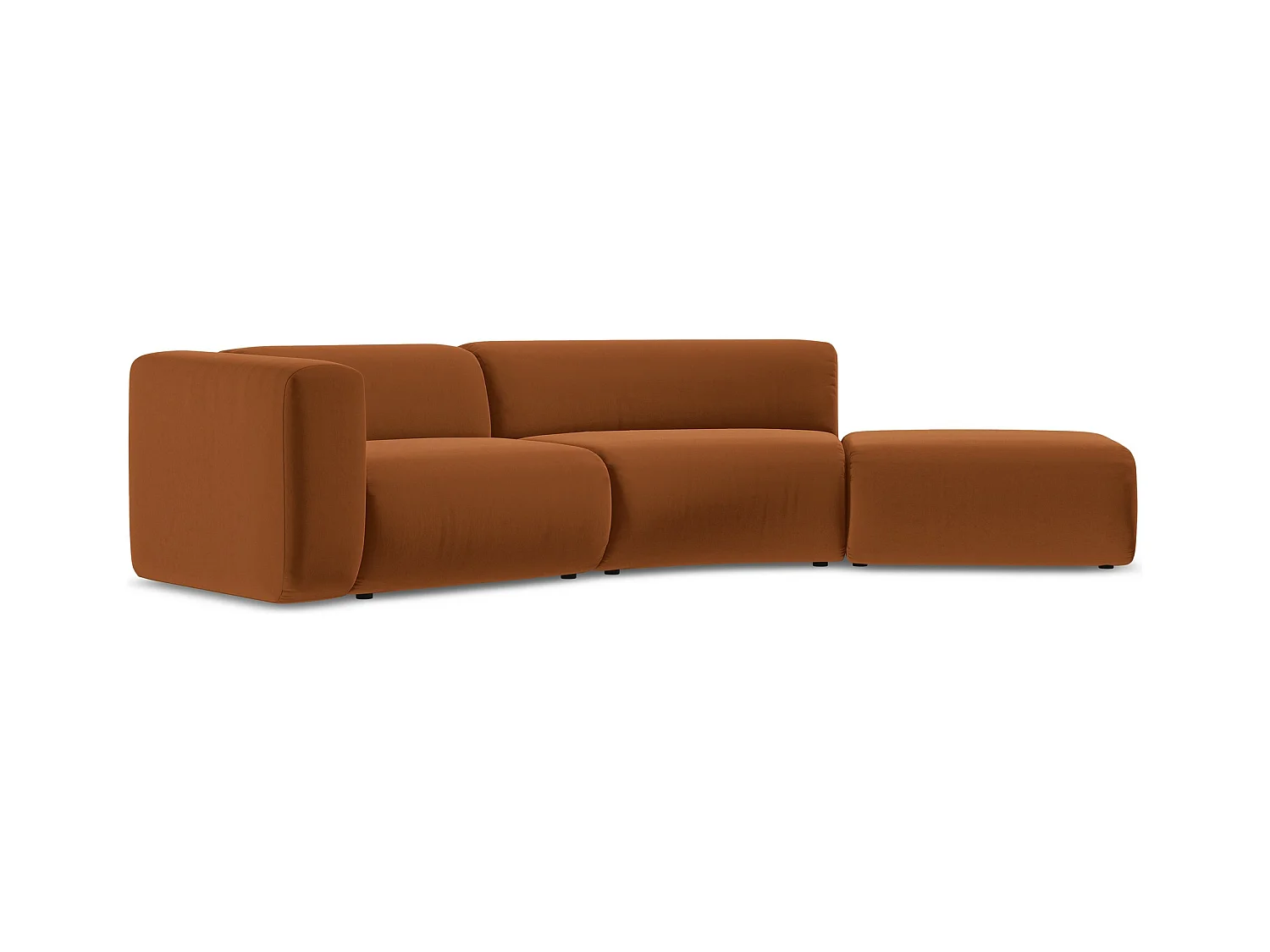 Sofá modular esquinero 4 plazas derecho de terciopelo terracota - EKAHI